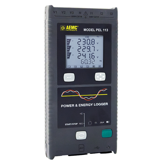 AEMC PEL 113 power and energy logger kit with MiniFlex sensors and DataView software