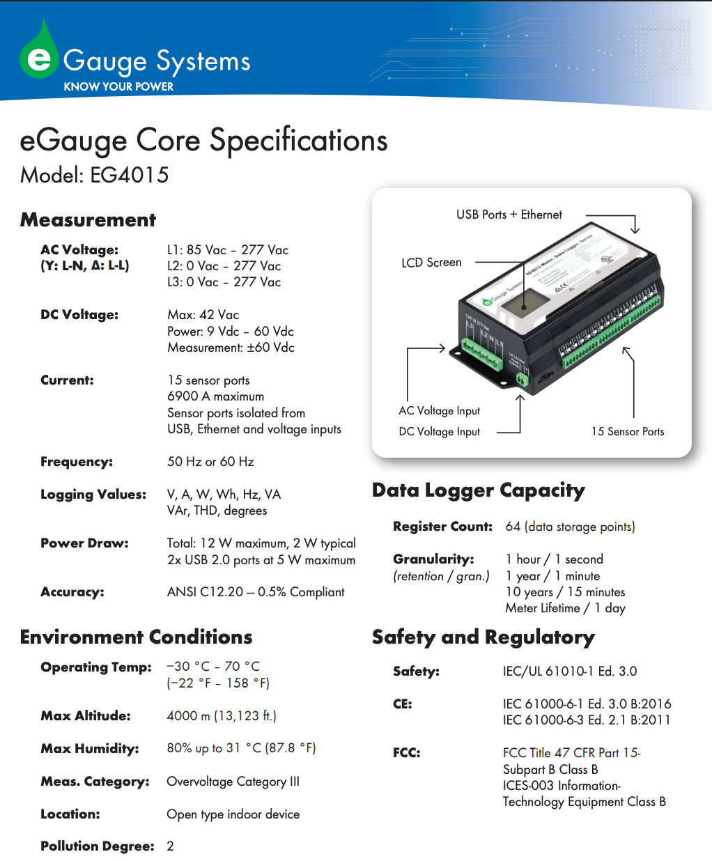 eGauge EG4015 Power Meter & Data Logger